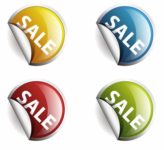 free vector 4 Colors Round Labels or Stickers for Sale